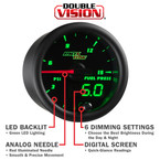 2-1/16" Black & Green MaxTow 15 PSI Fuel Pressure Gauge Kit
