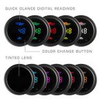 Included Colors with 10 Color Digital Gauge Series - Blue, Green, Red, Yellow, White, Teal, Purple, Pink, Orange, and Amber