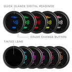 Included Colors with 10 Color Digital Gauge Series - Blue, Green, Red, Yellow, White, Teal, Purple, Pink, Orange, and Amber