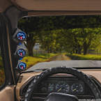 Black Triple Pillar Gauge Pod for 1987-1991 Ford F-Series Installed