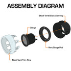 Assembly Diagram of 2015-2023 Ford Mustang Air Vent Gauge Pod