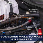 90 Degree AN Male to Male Fuel Pressure Sensor Thread Adapter Installed