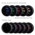 Included Colors with 10 Color Digital Gauge Series - Blue, Green, Red, Yellow, White, Teal, Purple, Pink, Orange, and Amber