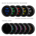 Included Colors with 10 Color Digital Gauge Series - Blue, Green, Red, Yellow, White, Teal, Purple, Pink, Orange, and Amber
