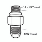 6 AN x 14mm Fuel Line Adapter Drawing