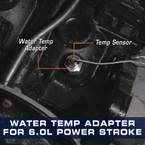Water Temperature Sensor Adapter Installed to a Ford 6.0L Power Stroke