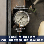 Liquid Filled Oil Pressure Gauge Installed to a Remote Oil Relocation Hose