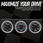2-5/8" Black & White Racing 3 Gauge Set | Mechanical Oil Pressure, Mechanical Water Temperature & Volt Gauges with a Triple Underdash Gauge Pod