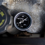 Liquid Filled Black Mechanical Temperature Gauge Installed
