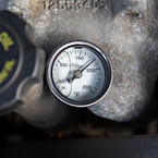 Liquid Filled White Mechanical Temperature Gauge Installed