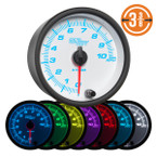 White 7 Color 3-3/8" 10,000 RPM In-Dash Tachometer Gauge