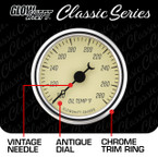 Classic Antique White Series Oil Temperature Gauge Features