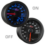 Black & Blue MaxTow 60 PSI Boost Gauge On/Off View