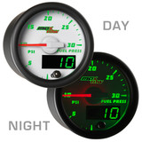 White & Green MaxTow 30 PSI Fuel Pressure Gauge Day/Night View