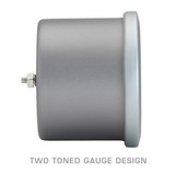 Two Toned Gun Metal Gauge Body with Brushed Aluminum Trim Ring