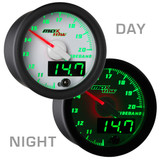 White & Green MaxTow Wideband Air/Fuel Ratio Gauge Day/Night View