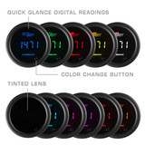 Included Colors with 10 Color Digital Gauge Series - Blue, Green, Red, Yellow, White, Teal, Purple, Pink, Orange, and Amber