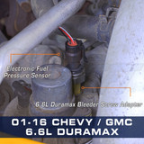 Chevrolet GM Duramax 6.6L Diesel Fuel Pressure Thread Adapter Installed