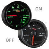 Black & Green MaxTow 35 PSI Boost Gauge On/Off View