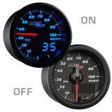 Black & Blue MaxTow 100 PSI Boost Gauge On/Off View