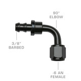 -6 AN x 3/8" Barbed 90 Degree Push-On Hose Fitting