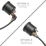 Two Different Options to Connect the Hose to the Back of the Gauge