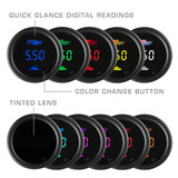 Included Colors with 10 Color Digital Gauge Series - Blue, Green, Red, Yellow, White, Teal, Purple, Pink, Orange, and Amber