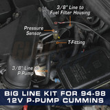 Fuel Pressure Big Line Kit Installed to a 1994-1998 Dodge Ram 12-Valve P-Pump Cummins