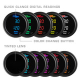 Included Colors with 10 Color Digital Gauge Series - Blue, Green, Red, Yellow, White, Teal, Purple, Pink, Orange, and Amber