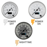Classic White Series 3-3/8" In-Dash Speedometer Gauge Backlighting