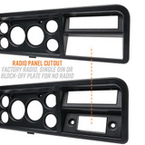 Radio Panel Cutout for Factory, Single Din Aftermarket or Block-Off Plate for No Radio