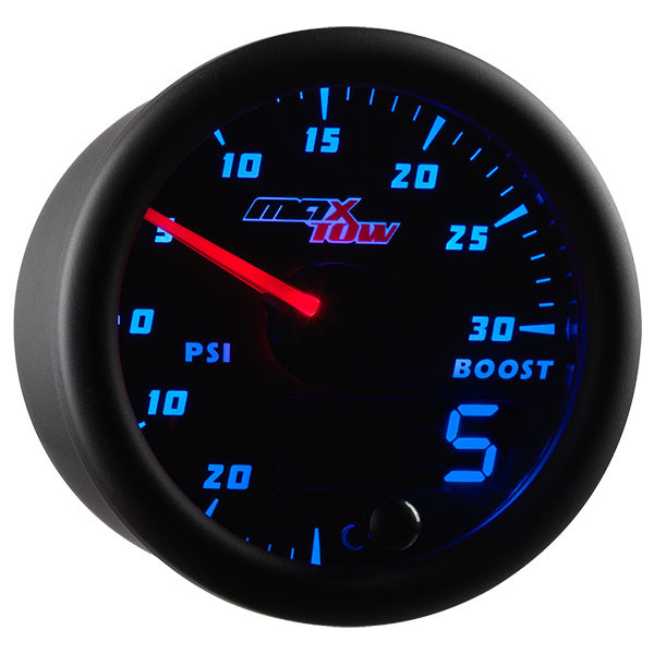 GlowShift MaxTow Black & Green Double Vision™ 100 PSI Boost Gauge