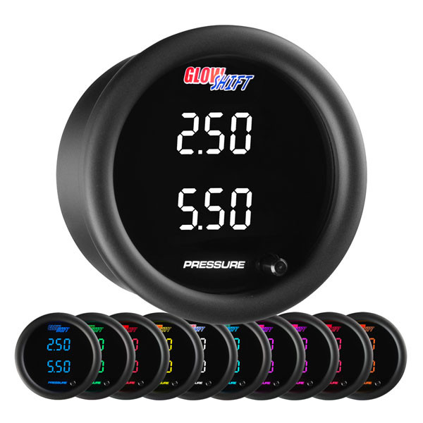 GlowShift 10 Color Digital Oil Pressure Gauge