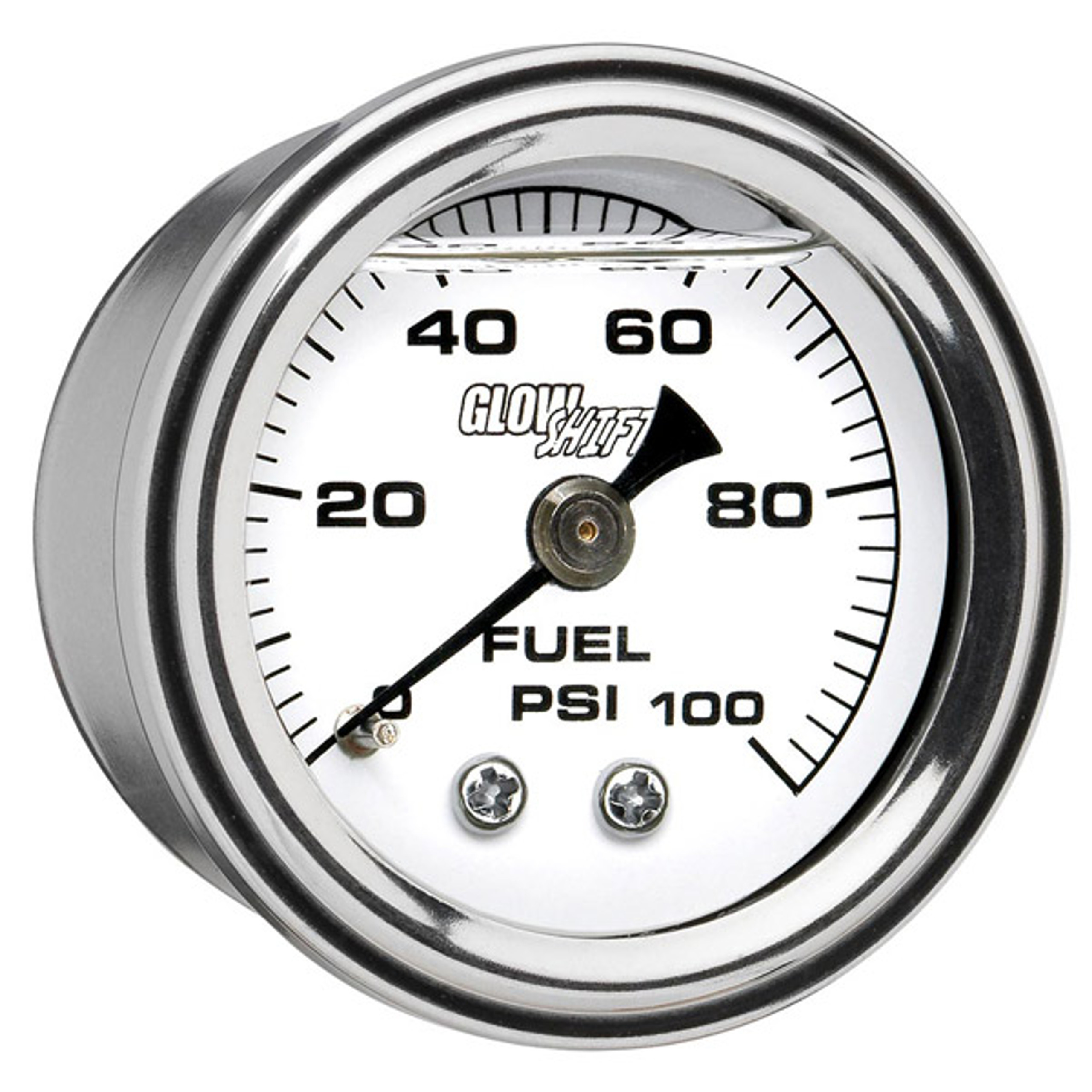 GlowShift Liquid Filled White Mechanical Fuel Pressure Gauge