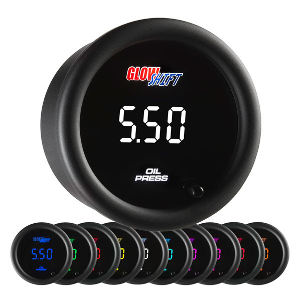 GlowShift 10 Color Digital Oil Pressure Gauge