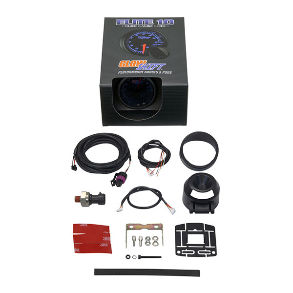 GlowShift Elite 10 Color 100 PSI Fuel Pressure Gauge Unboxed