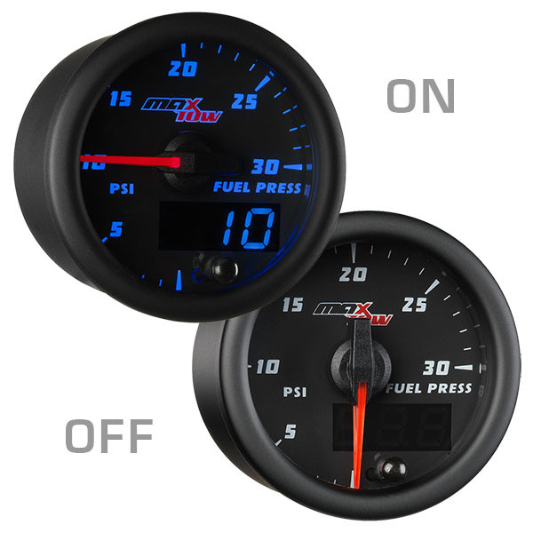 Black & Blue MaxTow 30 PSI Fuel Pressure Gauge On/Off View