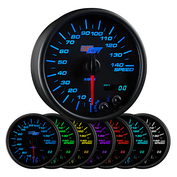 Black 7 Color 3 3/4" In Dash Speedometer Gauge
