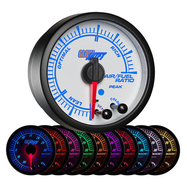 White Elite 10 Color Air/Fuel Ratio Gauge White Elite 10 Color Air/Fuel Ratio Gauge