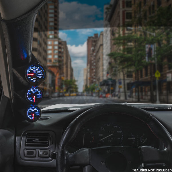 Black Triple Pillar Gauge Pod for 2000-2005 Dodge Neon & SRT-4 Installed