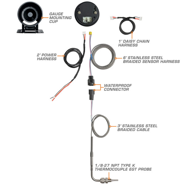 Elite 10 Color 1500 Degree F Pyrometer EGT Gauge Accessories