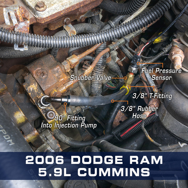 1998.5-2007 Dodge Ram 5.9L Cummins Fuel Pressure Big Line Kit Installed