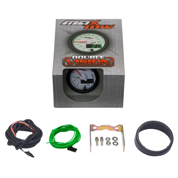 White & Green MaxTow 2" Tachometer Gauge Unboxed