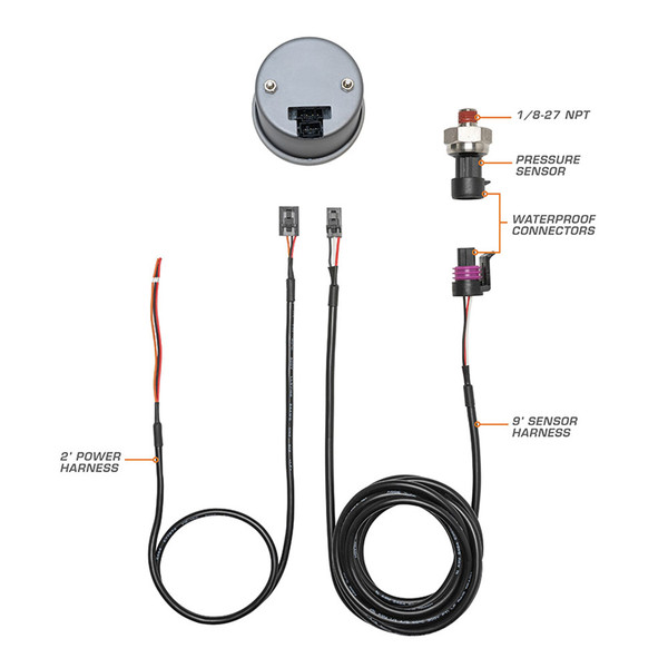 Tinted 30 PSI Fuel Pressure Gauge & Parts Wiring Schematic