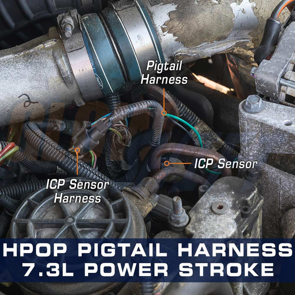High Pressure Oil Pressure HPOP Gauge Wiring Harness Installed to 7.3L Power Stroke