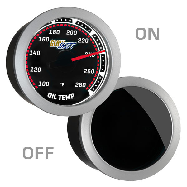 GlowShift Tinted Oil Temperature Gauge On/Off View