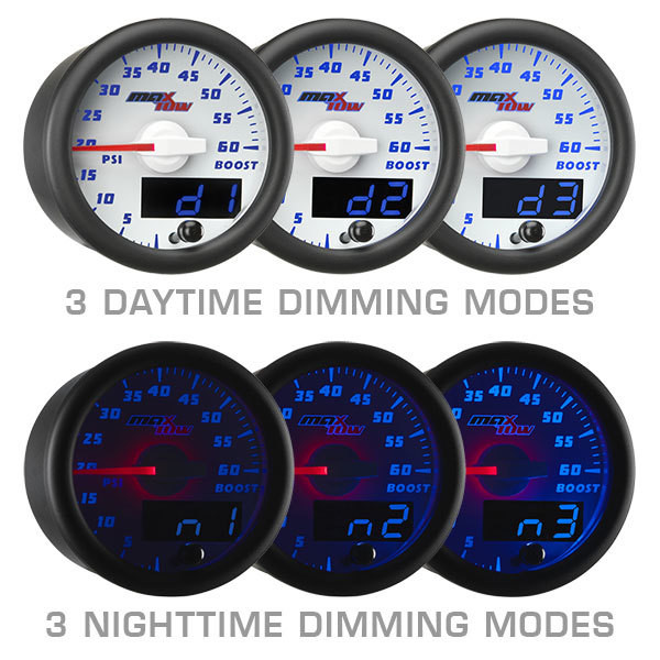 White & Blue MaxTow Daytime & Nighttime Dimming Modes
