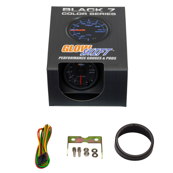 GlowShift Black 7 Color Tachometer Gauge Unboxed