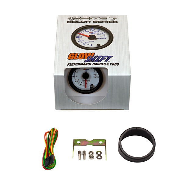 GlowShift White 7 Color 10,000 RPM Tachometer Gauge Unboxed