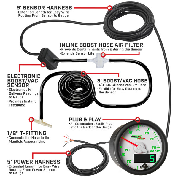 Boost/Vacuum Gauge Wiring & Parts Schematic